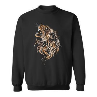 ライオンフェイス クールな動物園 動物 怖いライオンヘッド スウェットシャツ - Kawaiitshirt