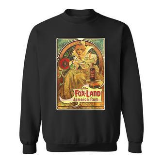 ヴィンテージ ジャマイカ ラム 広告ポスター ガール アルフォンス・ミュシャ スウェットシャツ - Kawaiitshirt