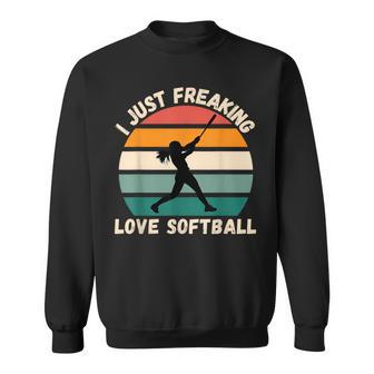 ヴィンテージソフトボール I Just Freaking Love ソフトボール愛好家 スウェットシャツ - Kawaiitshirt