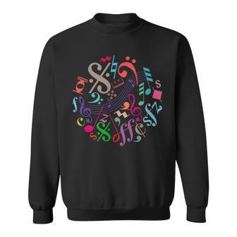 丸い色の音符、記号、サイン、ミュージシャン スウェットシャツ - Kawaiitshirt