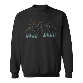 山の自然をモチーフにした登山用の山と森プリント スウェットシャツ - Kawaiitshirt