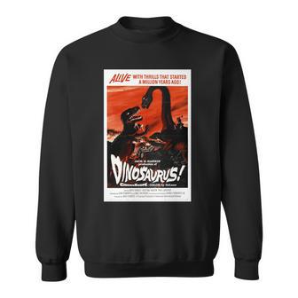 恐竜レトロヴィンテージ映画ポスタープリント 長袖tシャツ スウェットシャツ - Kawaiitshirt