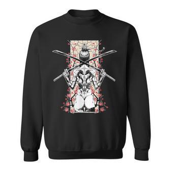 日本のサムライガールとヴィンテージさくら桜ギフト スウェットシャツ - Kawaiitshirt