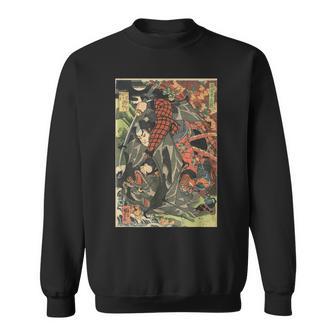 日本の侍アート 木版 宮本 武蔵 巨大コウモリ スウェットシャツ - Kawaiitshirt
