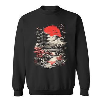 日本塔 富士山 桜 風景 ヴィンテージ スウェットシャツ - Kawaiitshirt