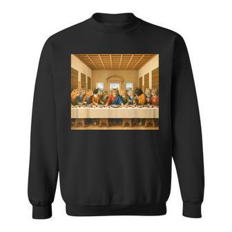 最後の猫晩餐 おもしろ猫 猫好きさん キャットアートクラシック スウェットシャツ - Kawaiitshirt