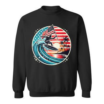 最高のサーフグラフィック アメリカ国旗 サーフィン サーフボード バケーション スウェットシャツ - Kawaiitshirt