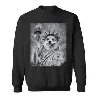 犬 像 自由 面白い 自由 白 ブラック ウェルシュ コーギー スウェットシャツ - Kawaiitshirt