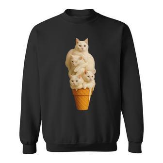 猫 アイスクリーム かわいい ペット 子猫好き 猫 夏 バイブ スウェットシャツ - Kawaiitshirt
