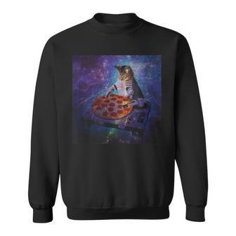 猫 ピザ スクラッチミュージック ダンス クラブ パーティー レコード レーザーシャツ スウェットシャツ - Kawaiitshirt
