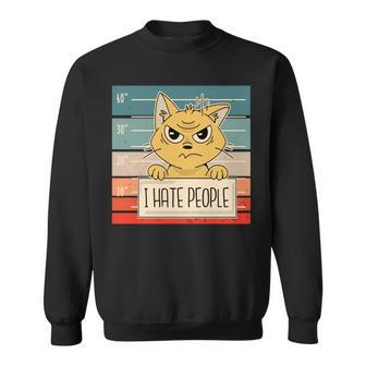 猫の刑務所 刑務所の囚人 悪いキティのマグショット 私は人間が嫌いです 長袖tシャツ スウェットシャツ - Kawaiitshirt