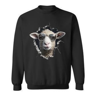 羊が穴から覗いています 農夫 羊飼い 飼い Coolheep Portrait スウェットシャツ - Kawaiitshirt