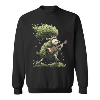 羊の木 ミュージシャン ギター グラフィック 動物 モチーフ 羊 スウェットシャツ - Kawaiitshirt