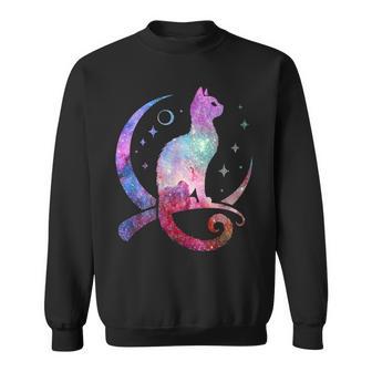美しい宇宙星雲銀河猫のシルエット スウェットシャツ - Kawaiitshirt