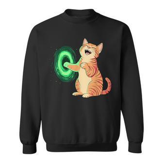 背中にポータル中指を持ついたずらな猫コスチューム。 スウェットシャツ - Kawaiitshirt
