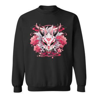 芸者にインスパイアされた日本のおにフラワーマスク スウェットシャツ - Kawaiitshirt