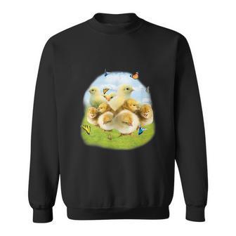 蝶 ひよこ 蝶 かわいい鶏 スウェットシャツ - Kawaiitshirt