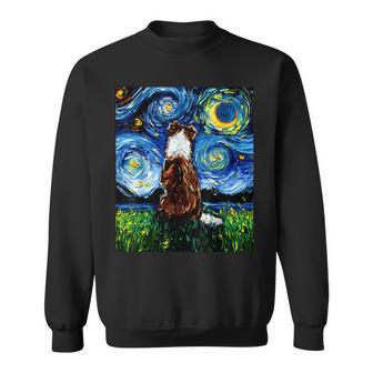 赤いボーダーコリー 星月夜犬 アートワーク スウェットシャツ - Kawaiitshirt