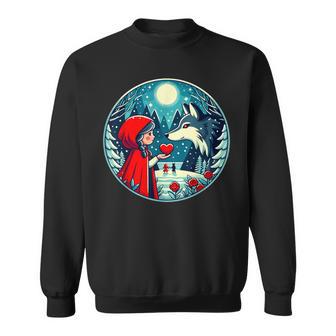 赤ずきんちゃんがオオカミに心を与える 自然のおとぎ話 スウェットシャツ - Kawaiitshirt