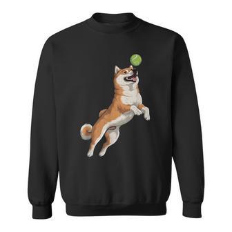 遊び心のある柴犬フェッチ追いかけテニスボール スウェットシャツ - Kawaiitshirt