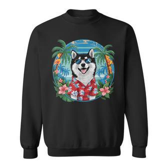 面白い 柴犬 夏 ハワイアン バイブ トロピカルビーチ スウェットシャツ - Kawaiitshirt