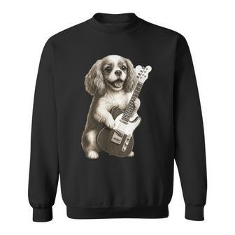 面白いtシャツ キャバリア 犬 ギター イヌ メンズ 犬好き グッズ かわいい おもしろ 面白い 服 ネタ スウェットシャツ - Kawaiitshirt