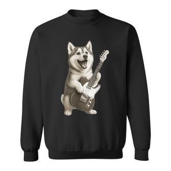面白いtシャツ シベリアンハスキー 犬 ギター イヌ メンズ グッズ かわいい おもしろ 面白い 服 ネタ スウェットシャツ - Kawaiitshirt