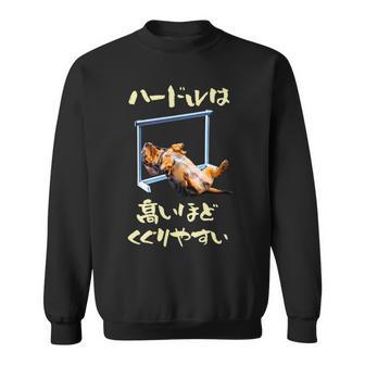面白いtシャツ ダックスフンド 犬 ハードル メンズ 犬好き グッズ かわいい おもしろ 面白い 服 ネタ 長袖tシャツ スウェットシャツ - Kawaiitshirt