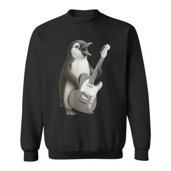 面白いtシャツ ペンギン ギター メンズ グッズ かわいい おもしろ 面白い 服 ネタ スウェットシャツ - Kawaiitshirt