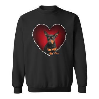 面白いミニチュアピンシャーハート ミニピン 恋人へのギフト スウェットシャツ - Kawaiitshirt