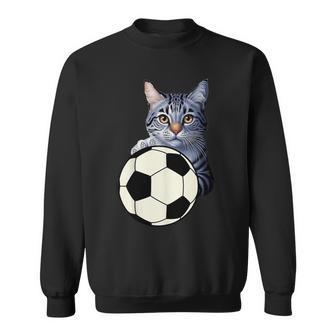 面白い猫サッカーボールグラフィック子猫のスポーツ愛好家のコスチューム スウェットシャツ - Kawaiitshirt