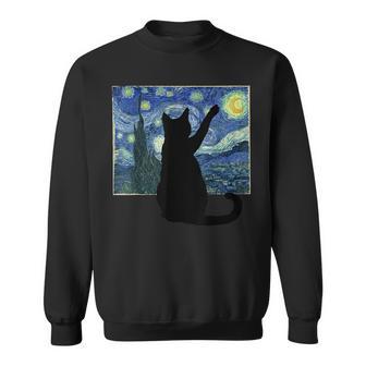 黒猫 星月夜 スウェットシャツ - Kawaiitshirt