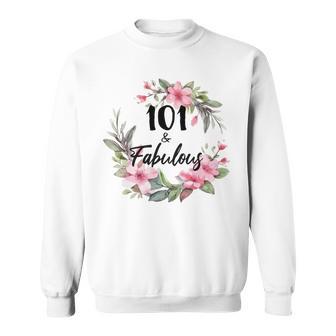 101歳＆ファビュラスフラワーパーティー 101歳の誕生日おめでとう 長袖tシャツ スウェットシャツ - Kawaiitshirt