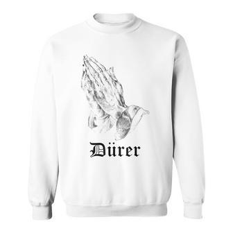 Albrecht Dürer Durer クリスチャンアート 祈りの手 ホワイト スウェットシャツ - Kawaiitshirt