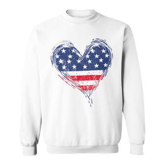 American Flag Heart Patriotic Stars And Stripes 4Th Of July Sweatshirt - Monsterry UK