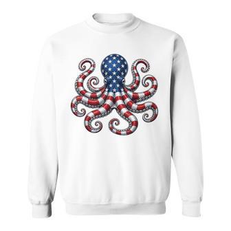 American Flag Octopus Patriotic 4Th Of July Ocean Sweatshirt - Thegiftio UK