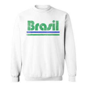 Brazil Brasil Fan Retro Vintage Flag Sweatshirt | Seseable UK