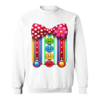 Colorful Clown Costume Bow Tie And Buttons Sweatshirt - Thegiftio UK