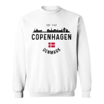 Copenhagen Denmark Skyline Souvenir Danish Flag Vintage Sweatshirt - Thegiftio UK