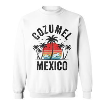 Cozumel Mexico Beach Palm Trees Sunset Surf Vintage Sweatshirt - Thegiftio UK