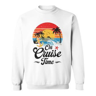 On Cruise Time Coconut Tree Graphic Summer Vacation Cruising Sweatshirt - Thegiftio UK