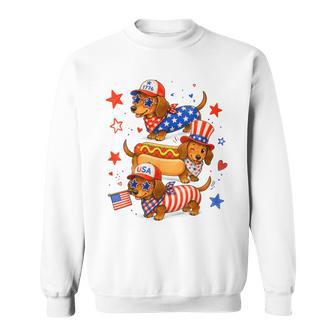 Cute Patriotic Dachshund Usa Flag Red White Blue Dog Sweatshirt - Thegiftio UK