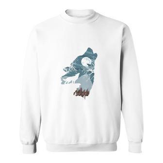 Daddy Wolf Silhouette Howling Fathers Day Dad Wolf Performance Sweatshirt - Thegiftio UK