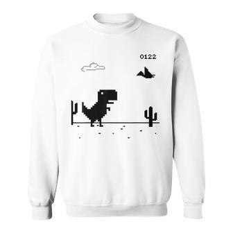 Dino T-Rex 恐竜 ピクセルゲーム インターネットなし オフライン 面白い 男性 スウェットシャツ - Kawaiitshirt