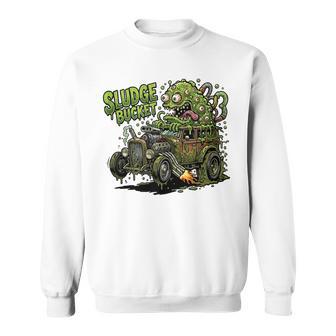 Divertido Cubo De Lodos Crazy Hotrod Rat Rod Race Car Cartoon In Mangas Camisa de entrenamiento - Regaloses