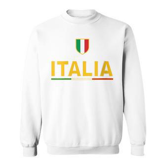 Donna Maglia Con Bandiera Italiana Tricolore Ecritta Italia Con Collo A Felpa - Novitaregali