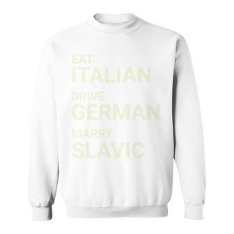 Eat Italian Drive Alemán Casarse Con Eslavo Divertido En La Espalda Camisa de entrenamiento - Regaloses