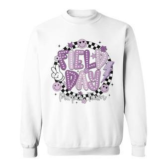 Field Day Purple Team Retro Competition Smile Face Lightning Sweatshirt | Mazezy