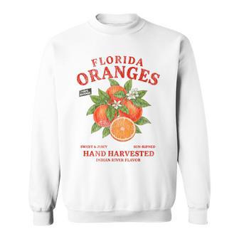 Florida Oranges Retro Label State Fruit Distressed Sweatshirt - Thegiftio UK