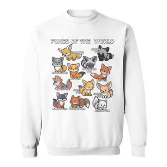 Foxes Of The World Educational Animal Fox Lover Kawaii Fox Sweatshirt - Thegiftio UK
